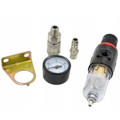 Drėgmės filtras su reguliatoriumi ir manometru 1/4” 1 Drėgmės filtras su reguliatoriumi ir manometru 1/4” 1