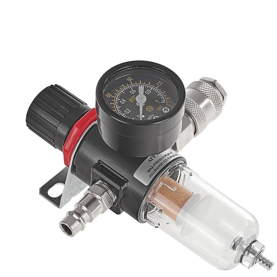 Drėgmės filtras su reguliatoriumi ir manometru 1/4” 1