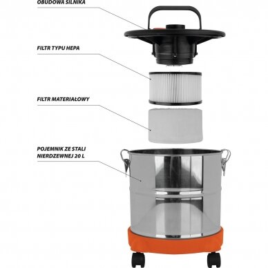 Buitinis dulkių, pelenų siurblys 20l 800W 1 Buitinis dulkių, pelenų siurblys 20l 800W 1