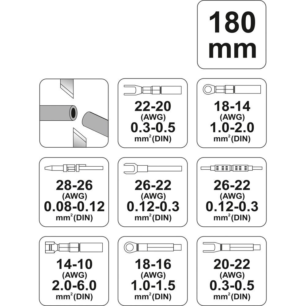 Elektriko replės antgaliams 5 rūšių 180mm YT-2256 1