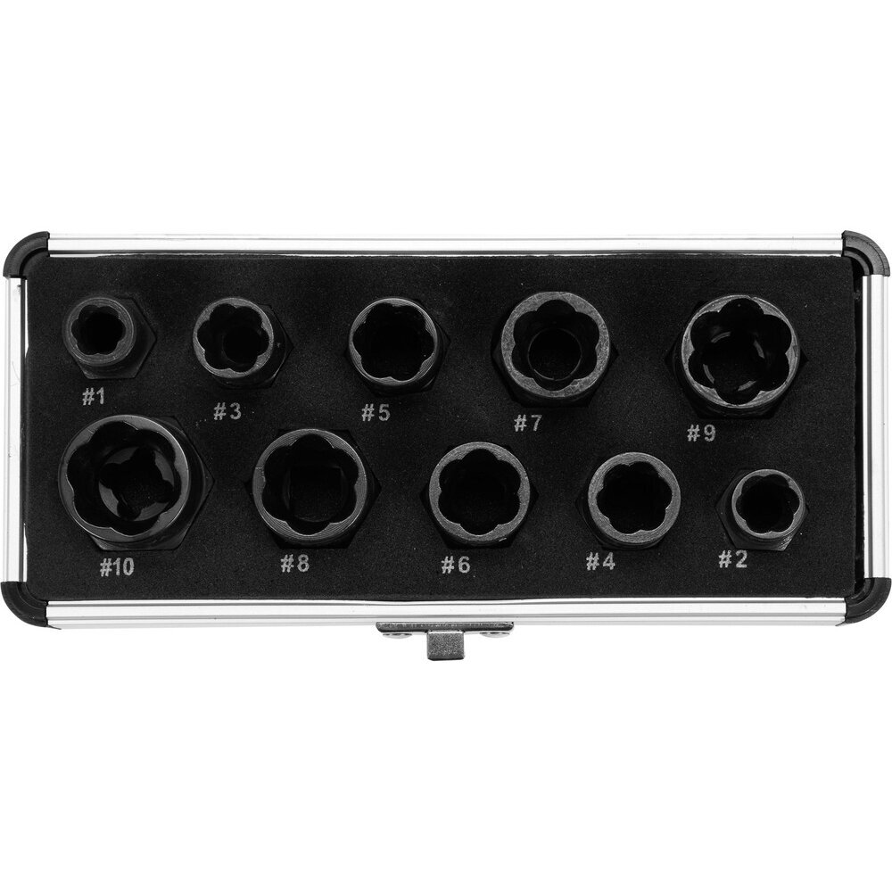 Galvučių rinkinys sugadintiems varžtams 3/8" 10vnt. 9-19mm 2 Galvučių rinkinys sugadintiems varžtams 3/8" 10vnt. 9-19mm 2