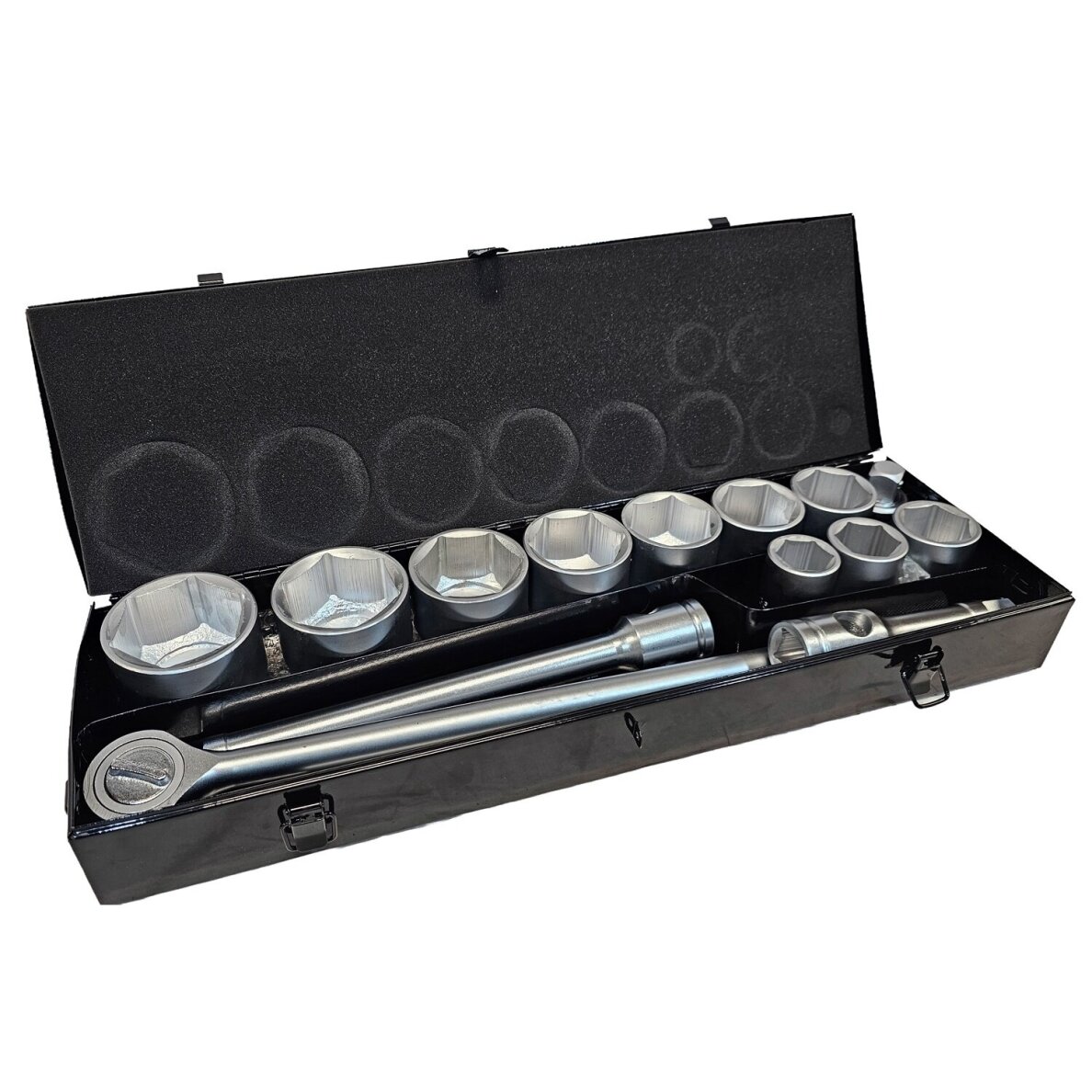 Galvučių rinkinys 6 kampų 1" 15vnt. (36-80mm) Galvučių rinkinys 6 kampų 1" 15vnt. (36-80mm)