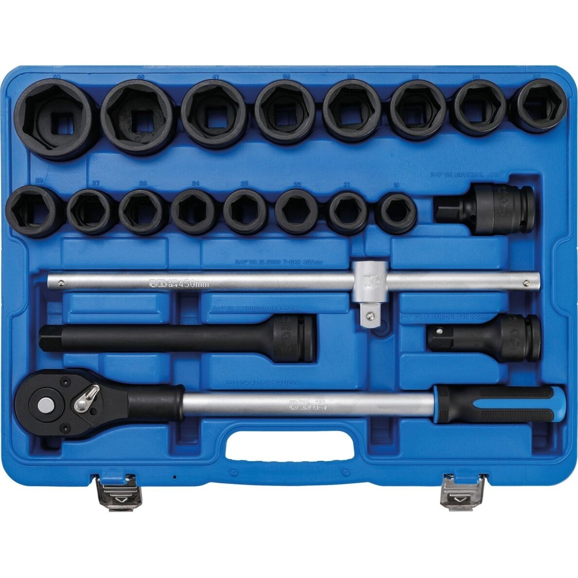 Galvučių rinkinys 6 kampų 3/4" 21vnt. (19-50mm) 5258 1 Galvučių rinkinys 6 kampų 3/4" 21vnt. (19-50mm) 5258 1