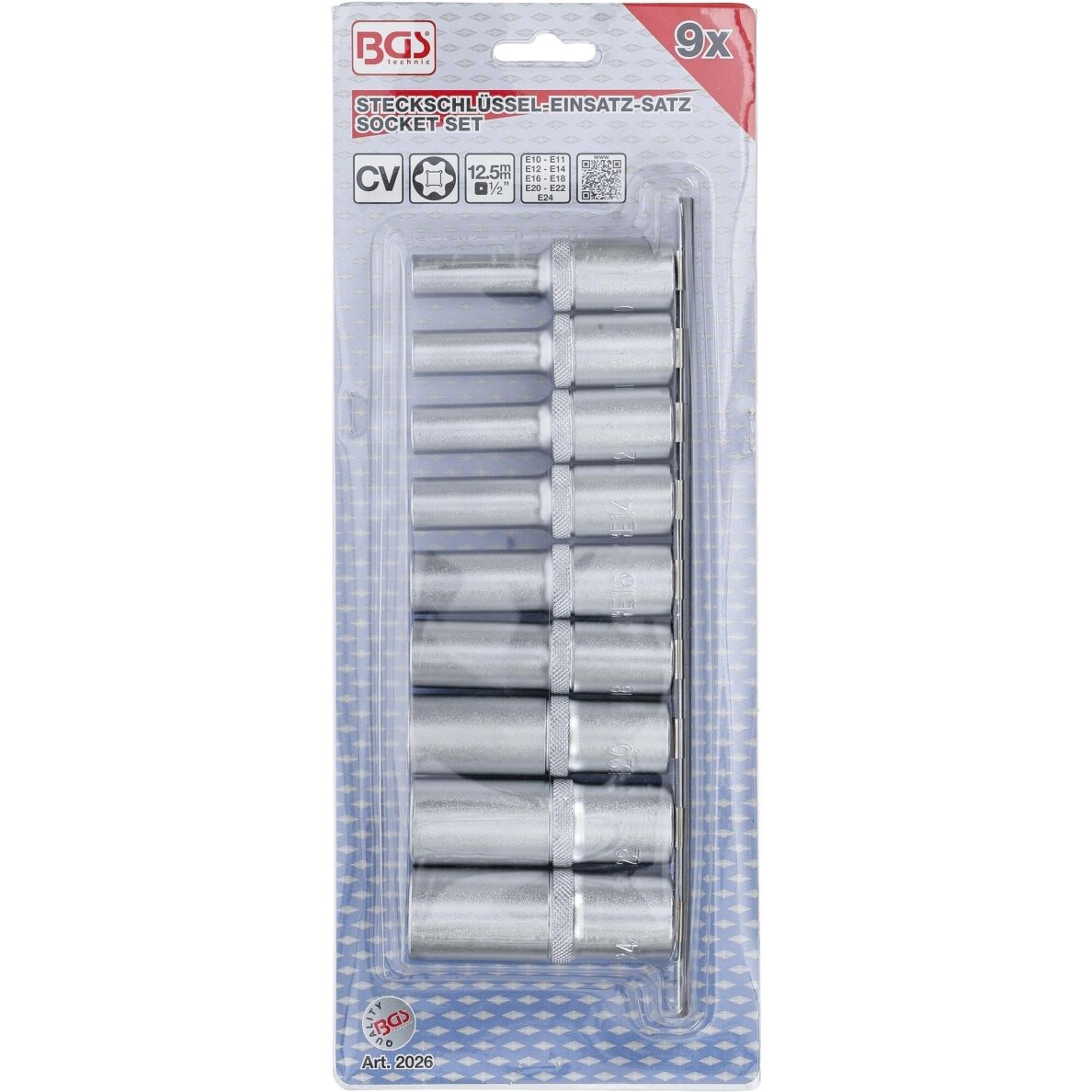 Galvučių rinkinys E-tipo ilgos 1/2" 10-24mm 9vnt. 2026 3