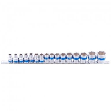 Galvučių rinkinys šešiakampių 1/2" 8-30mm 16vnt. Galvučių rinkinys šešiakampių 1/2" 8-30mm 16vnt.