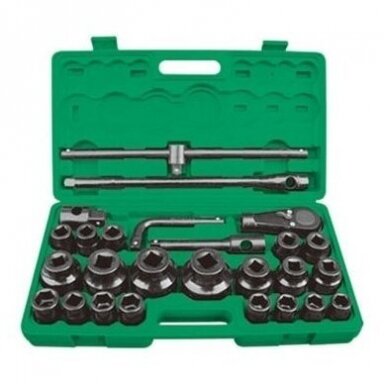 Galvučių rinkinys 6 kampų 3/4" + 1" 26vnt. (21-65mm) Galvučių rinkinys 6 kampų 3/4" + 1" 26vnt. (21-65mm)