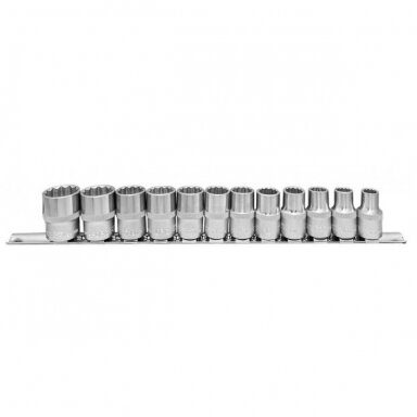 Galvučių rinkinys daugiakampių 1/2" 10-24mm 12vnt. Galvučių rinkinys daugiakampių 1/2" 10-24mm 12vnt.