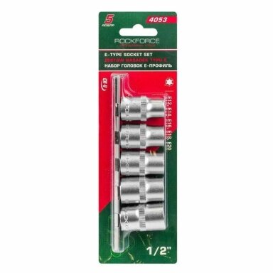 Galvučių rinkinys E-tipo 1/2" 12-20mm. 5vnt. Galvučių rinkinys E-tipo 1/2" 12-20mm. 5vnt.