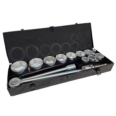 Galvučių rinkinys 6 kampų 1" 15vnt. (36-80mm) Galvučių rinkinys 6 kampų 1" 15vnt. (36-80mm)