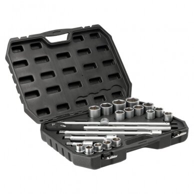 Galvučių rinkinys 6 kampų 3/4" 21vnt. (19-50mm) 1 Galvučių rinkinys 6 kampų 3/4" 21vnt. (19-50mm) 1