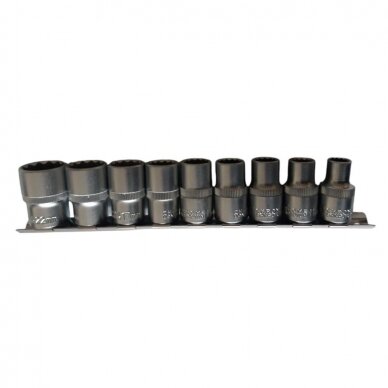 Galvučių rinkinys 12-kampių 1/2" 10-22mm 9vnt. Galvučių rinkinys 12-kampių 1/2" 10-22mm 9vnt.