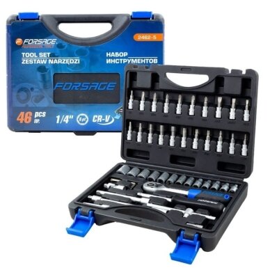Galvučių rinkinys 1/4" 46vnt. 1 Galvučių rinkinys 1/4" 46vnt. 1