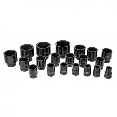 Galvučių rinkinys 6 ir 12 kampų 3/4" 26vnt. (17-65mm) 1