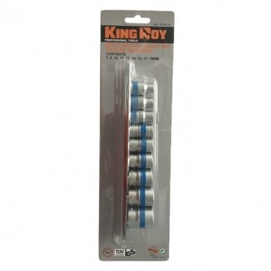 Galvučių rinkinys šešiakampių 3/8" 7-19mm 9vnt. Galvučių rinkinys šešiakampių 3/8" 7-19mm 9vnt.