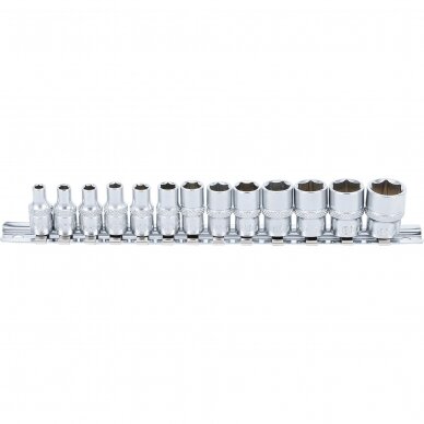 Galvučių rinkinys šešiakampių 1/4" 4-14mm 13vnt. 9102 1 Galvučių rinkinys šešiakampių 1/4" 4-14mm 13vnt. 9102 1
