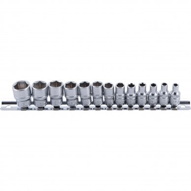 Galvučių rinkinys šešiakampių 1/4" 4-14mm 13vnt. 9102 4 Galvučių rinkinys šešiakampių 1/4" 4-14mm 13vnt. 9102 4
