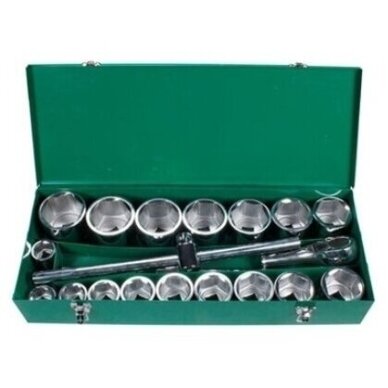 Galvučių rinkinys 6 kampų 1" 15vnt. (36-85mm) Galvučių rinkinys 6 kampų 1" 15vnt. (36-85mm)