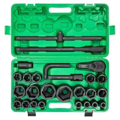 Galvučių rinkinys 6 kampų 3/4" + 1" 26vnt. (17-65mm)