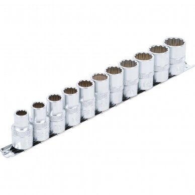 Galvučių rinkinys daugiakampių 1/2" 10-21mm 11vnt. Galvučių rinkinys daugiakampių 1/2" 10-21mm 11vnt.