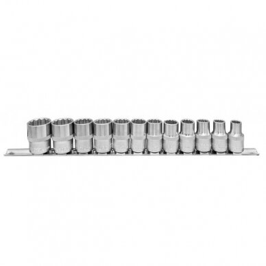 Galvučių rinkinys daugiakampių 1/2" 10-24mm 12vnt. Galvučių rinkinys daugiakampių 1/2" 10-24mm 12vnt.