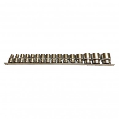 Galvučių rinkinys daugiakampių 1/2" 8-32mm 16vnt. S11217 Galvučių rinkinys daugiakampių 1/2" 8-32mm 16vnt. S11217