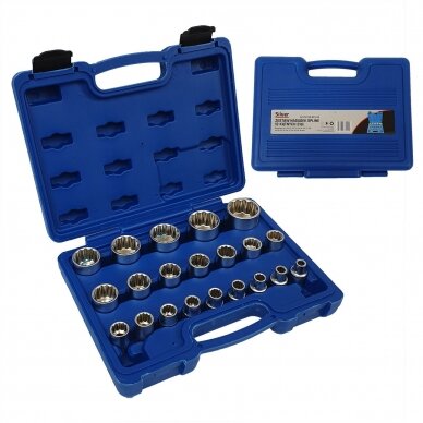 Galvučių rinkinys daugiakampių 1/2" 8-36mm 21vnt. SK-021-03 1