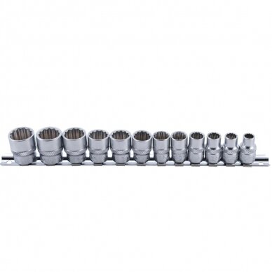 Galvučių rinkinys daugiakampių 3/8" 8-19mm 12vnt. Galvučių rinkinys daugiakampių 3/8" 8-19mm 12vnt.