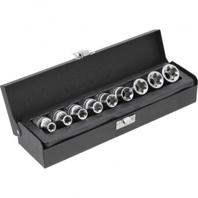 Galvučių rinkinys E-tipo 1/2" 10-24mm 9vnt. Galvučių rinkinys E-tipo 1/2" 10-24mm 9vnt.