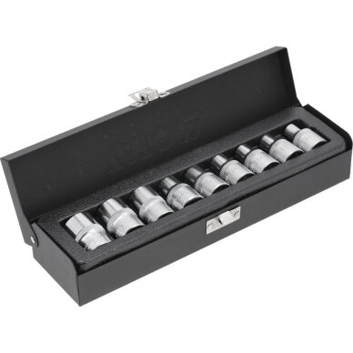 Galvučių rinkinys E-tipo 1/2" 10-24mm 9vnt. 1