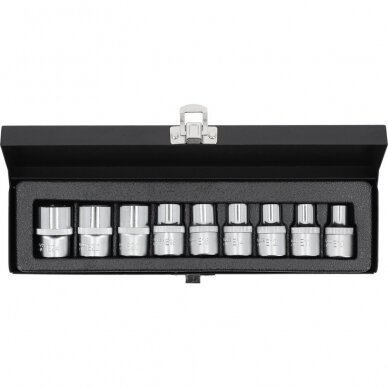 Galvučių rinkinys E-tipo 1/2" 10-24mm 9vnt. 2 Galvučių rinkinys E-tipo 1/2" 10-24mm 9vnt. 2