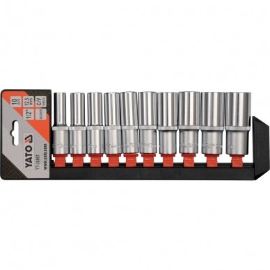 Galvučių rinkinys ilgų šešiakampių 1/2" 10-24mm 10vnt. Galvučių rinkinys ilgų šešiakampių 1/2" 10-24mm 10vnt.