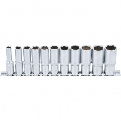 Galvučių rinkinys ilgų šešiakampių 3/8" 8-19mm 11vnt. Galvučių rinkinys ilgų šešiakampių 3/8" 8-19mm 11vnt.