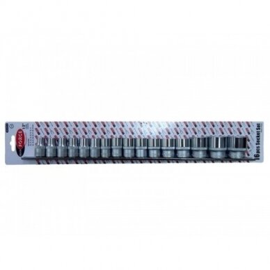 Galvučių rinkinys šešiakampių 1/2" 10-32mm 16vnt. 1 Galvučių rinkinys šešiakampių 1/2" 10-32mm 16vnt. 1