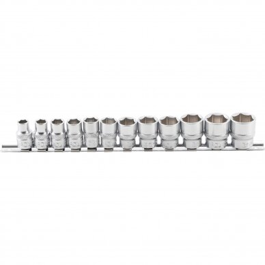 Galvučių rinkinys šešiakampių 3/8" 8-19mm 12vnt. Galvučių rinkinys šešiakampių 3/8" 8-19mm 12vnt.