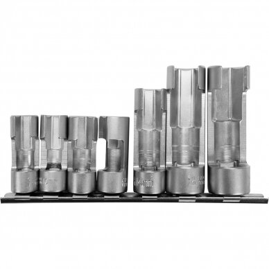 Galvučių rinkinys su išpjova 6vnt. 3/8" 1/2" 10-19mm Galvučių rinkinys su išpjova 6vnt. 3/8" 1/2" 10-19mm