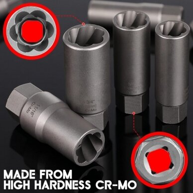 Galvučių rinkinys sugadintiems varžtams 3/8" 11vnt. 6-19mm WT01E9373 3