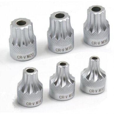 Galvučių su antgaliais rinkinys spline 1/2" 6vnt. 1 Galvučių su antgaliais rinkinys spline 1/2" 6vnt. 1