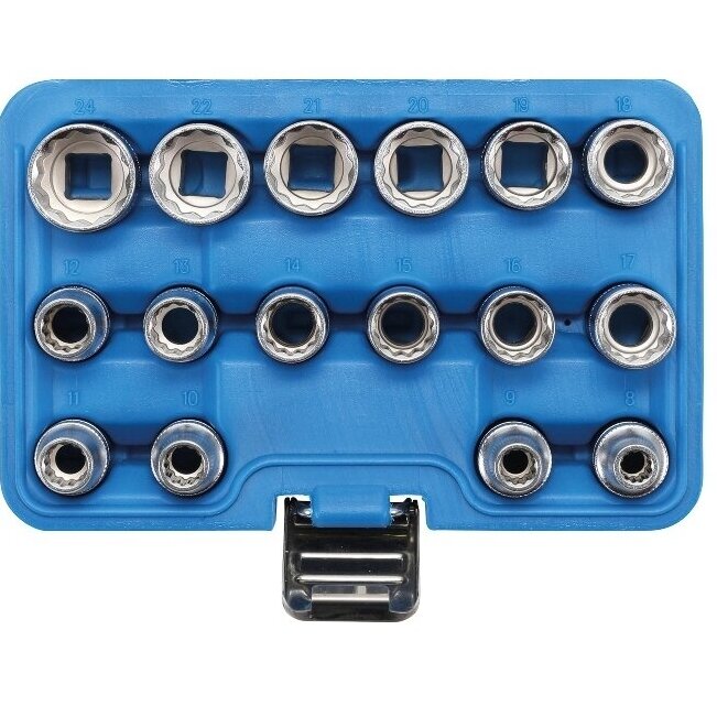 Galvučių rinkinys daugiakampių 1/2" 8-24mm 16vnt. Galvučių rinkinys daugiakampių 1/2" 8-24mm 16vnt.