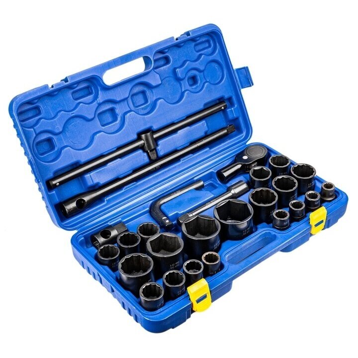 Galvučių rinkinys 6 ir 12 kampų 3/4" 26vnt. (17-65mm) Galvučių rinkinys 6 ir 12 kampų 3/4" 26vnt. (17-65mm)