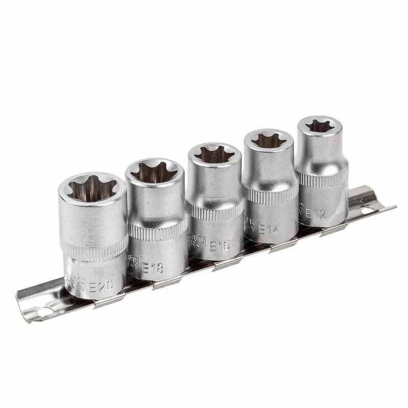 Galvučių rinkinys E-tipo 1/2" 12-20mm. 5vnt. 1 Galvučių rinkinys E-tipo 1/2" 12-20mm. 5vnt. 1