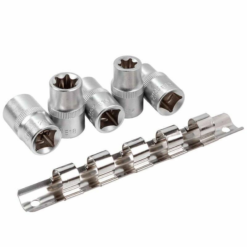 Galvučių rinkinys E-tipo 1/2" 12-20mm. 5vnt. 2 Galvučių rinkinys E-tipo 1/2" 12-20mm. 5vnt. 2