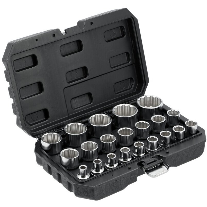 Galvučių rinkinys daugiakampių 1/2" 8-36mm 21vnt. 1