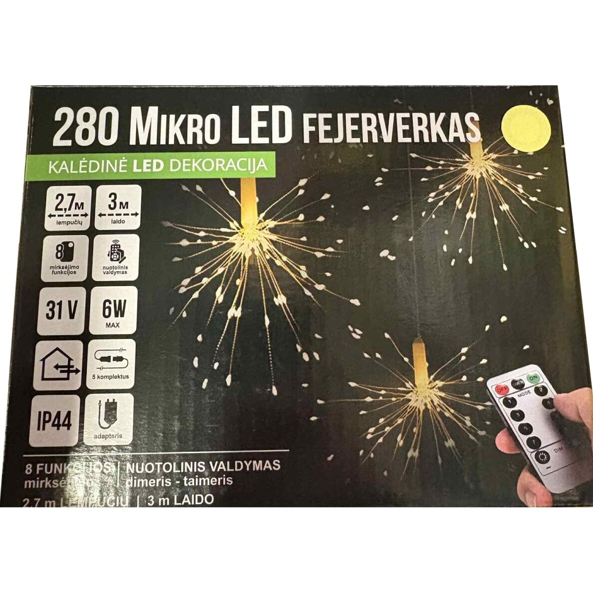 Girlianda užuolaida skaidriu laidu 2.7 x 3m MICRO 280 LED Šiltai balta Girlianda užuolaida skaidriu laidu 2.7 x 3m MICRO 280 LED Šiltai balta