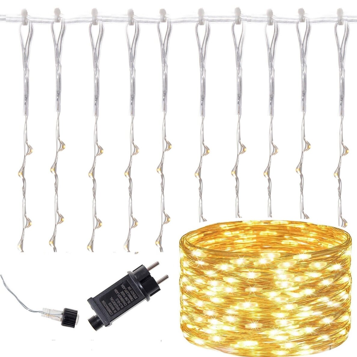 Girlianda užuolaida skaidriu laidu 3.2 x 2.4m 400 Micro LED Spalvota (Mėlyna/balta/rožinė/žalia/šiltai balta) 5 Girlianda užuolaida skaidriu laidu 3.2 x 2.4m 400 Micro LED Spalvota (Mėlyna/balta/rožinė/žalia/šiltai balta) 5