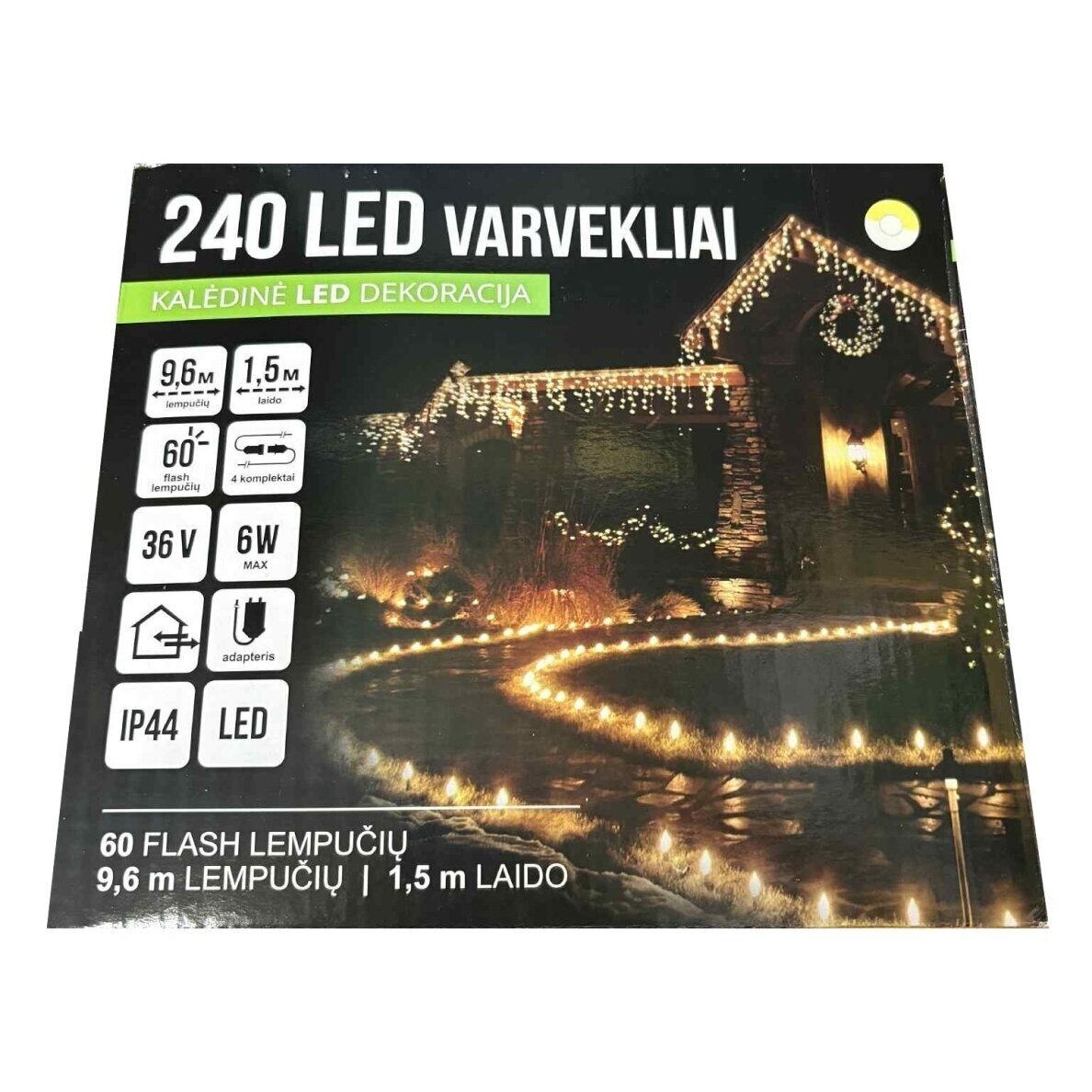 Girlianda varvekliai 240LED Balta + 20% baltos greitai mirksinčios spalvos 1