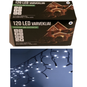 Girlianda varvekliai 120LED Balta + 20% mėlyna greitai mirksinčios spalvos 1 Girlianda varvekliai 120LED Balta + 20% mėlyna greitai mirksinčios spalvos 1