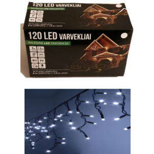 Girlianda varvekliai 120LED Balta + 20% baltos greitai mirksinčios spalvos 1 Girlianda varvekliai 120LED Balta + 20% baltos greitai mirksinčios spalvos 1