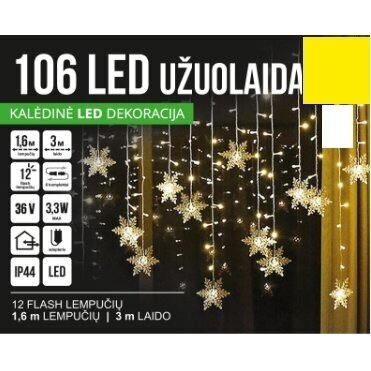 Girlianda užuolaida skaidriu laidu 1.6 x 1m 106LED Šiltai balta (20% baltos mirksinčios) Girlianda užuolaida skaidriu laidu 1.6 x 1m 106LED Šiltai balta (20% baltos mirksinčios)