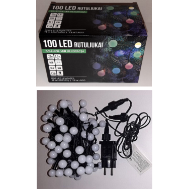 Girlianda rutuliukai 100RGB Balta + šiltai balta 1 Girlianda rutuliukai 100RGB Balta + šiltai balta 1