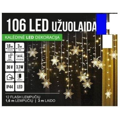 Girlianda užuolaida skaidriu laidu 1.6 x 1m 106LED Mėlyna + balta (20% baltos mirksinčios) Girlianda užuolaida skaidriu laidu 1.6 x 1m 106LED Mėlyna + balta (20% baltos mirksinčios)